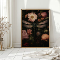 Dragonfly Among Midnight Blossoms