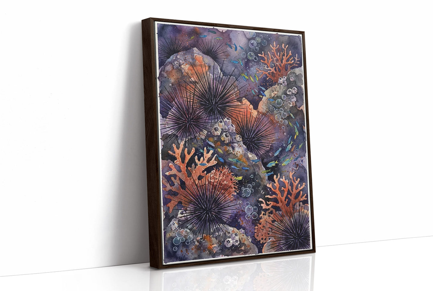 Spined Sentinels: Watercolor Sea Urchin Reef