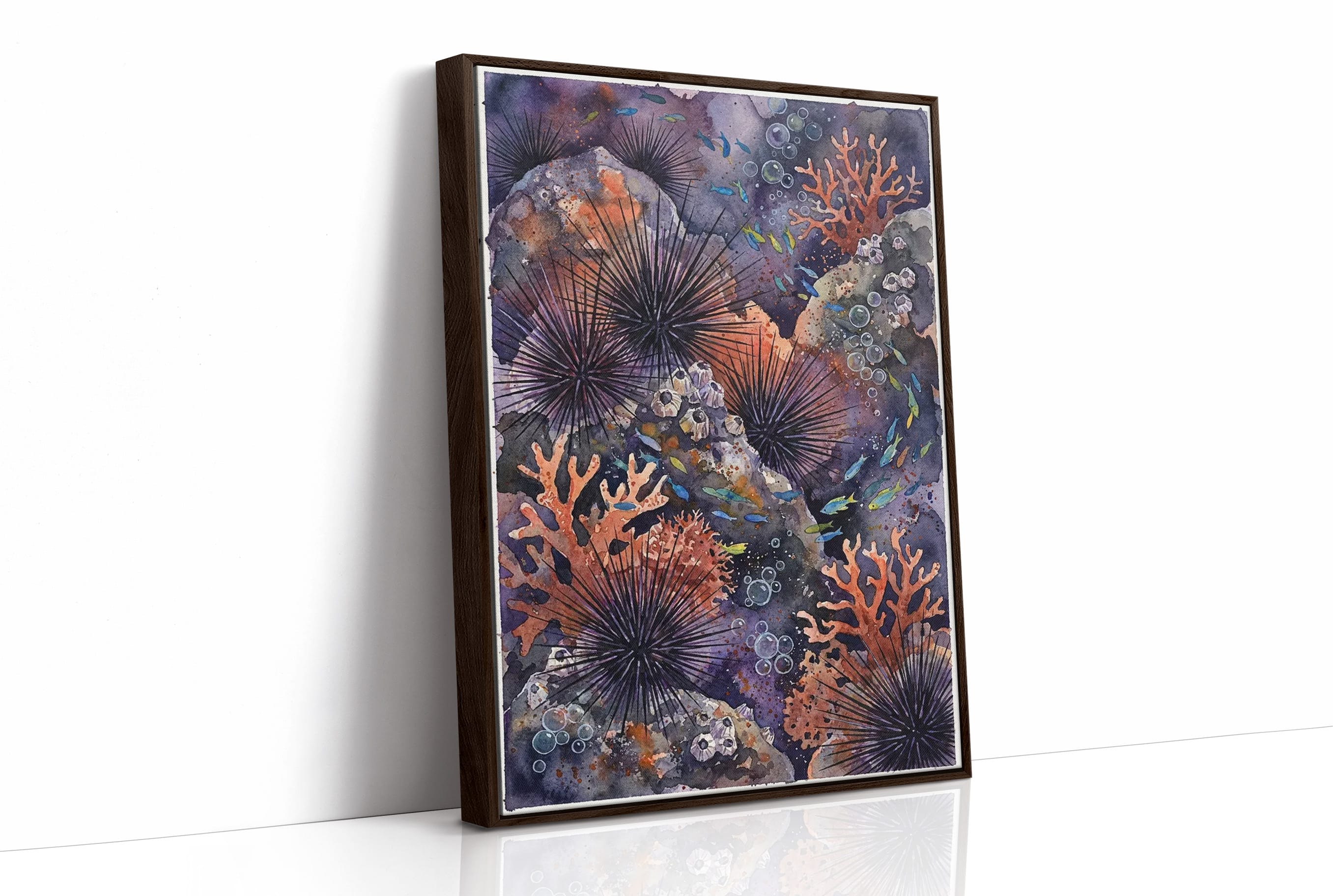 Spined Sentinels: Watercolor Sea Urchin Reef