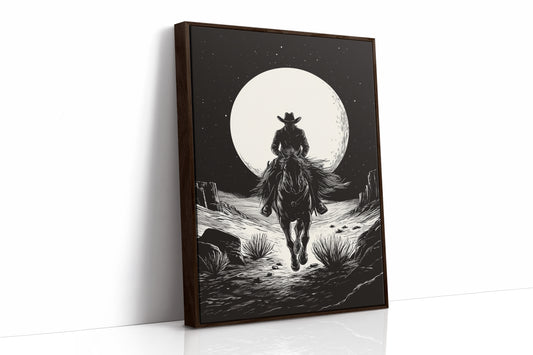 Lone Rider Under a Full Moon