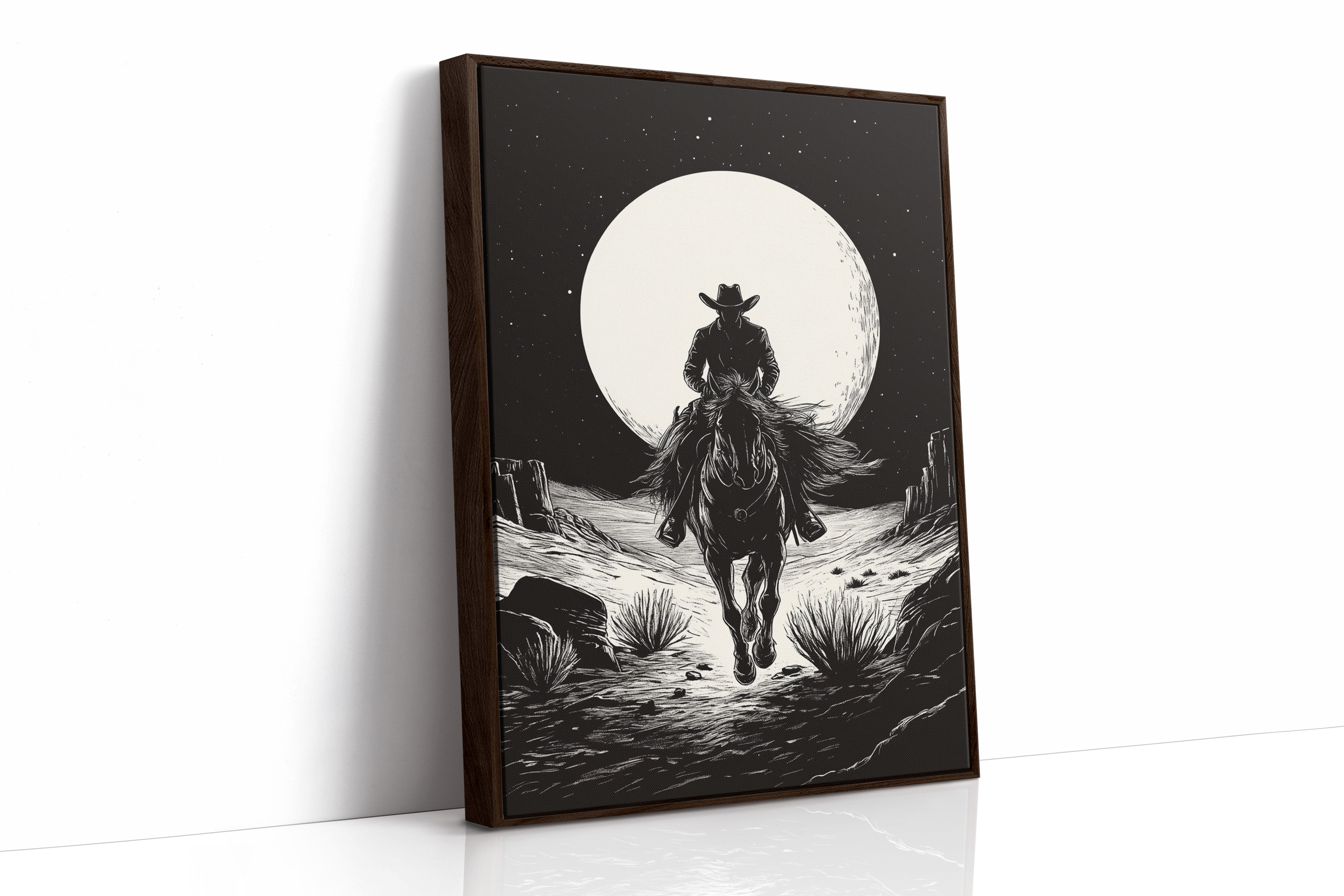 Lone Rider Under a Full Moon