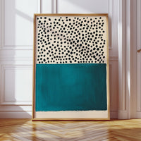 Teal Block and Ink Dots
