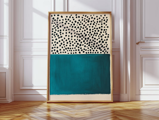 Teal Block and Ink Dots