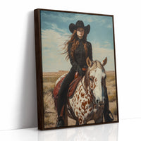 Desert Reins – Cowgirl on Paint Horse Portrait