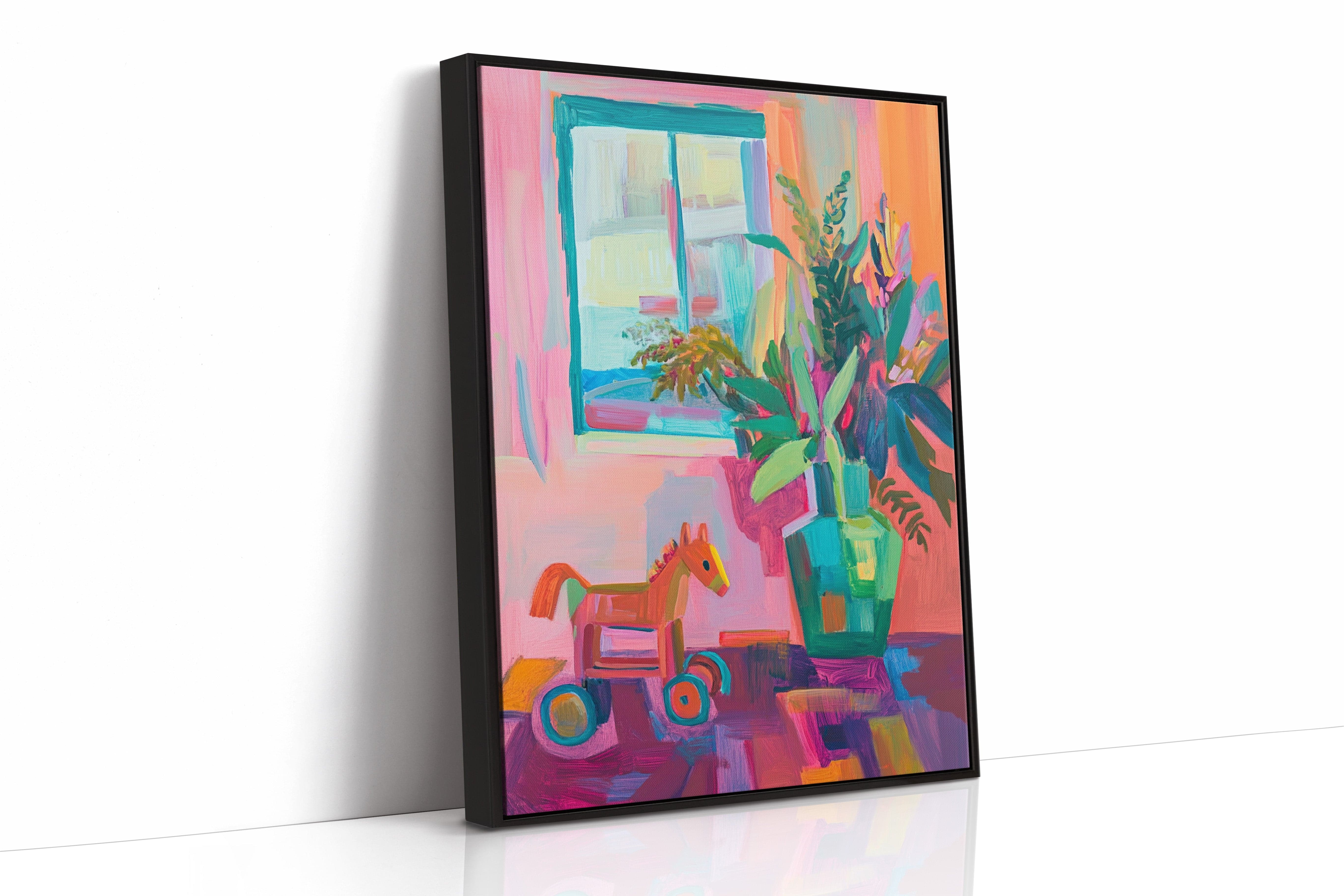 Wooden Horse By Summer Window