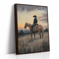 Evening Watch – Cowgirl and Horse at Sunset