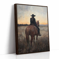 Back to the Prairie – Cowgirl on Horse at Dusk