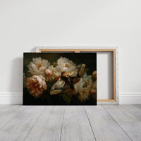 Moth Among Cream Peonies