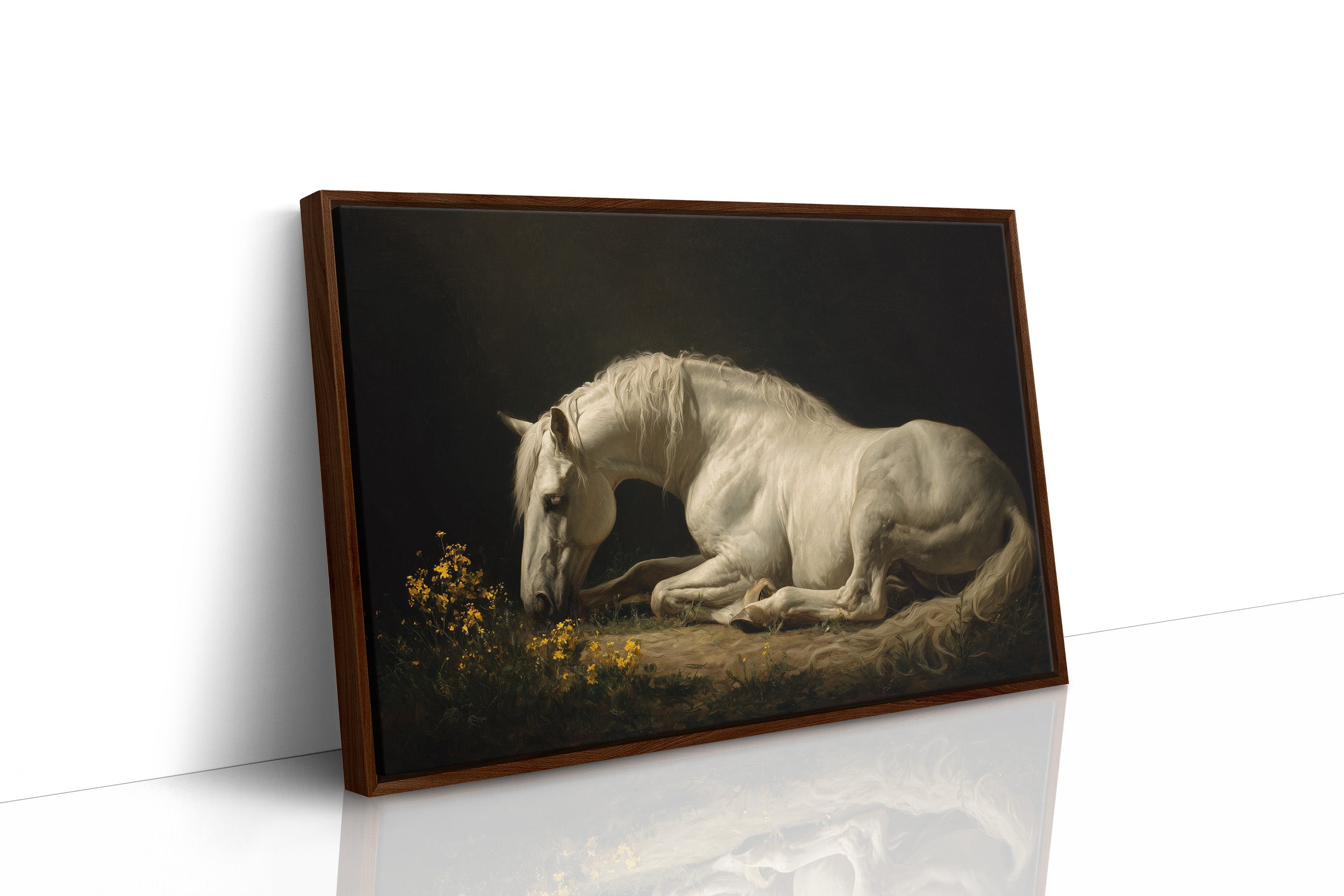 White Steed Among Wildflowers