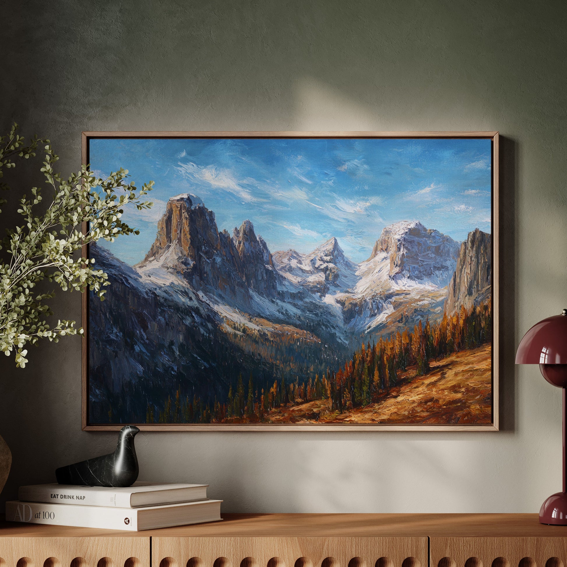 Autumn Pines Meet Winter Peaks