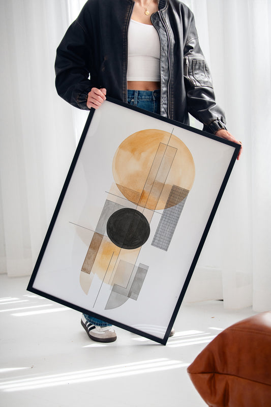 Modern Geometric Abstract Art Print – Minimalist Watercolor Design