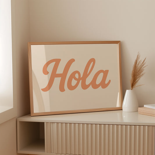 Hola Retro Script Wall Art