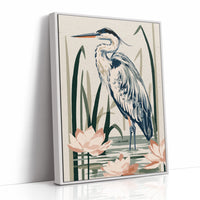 Blue Heron Among Lotus