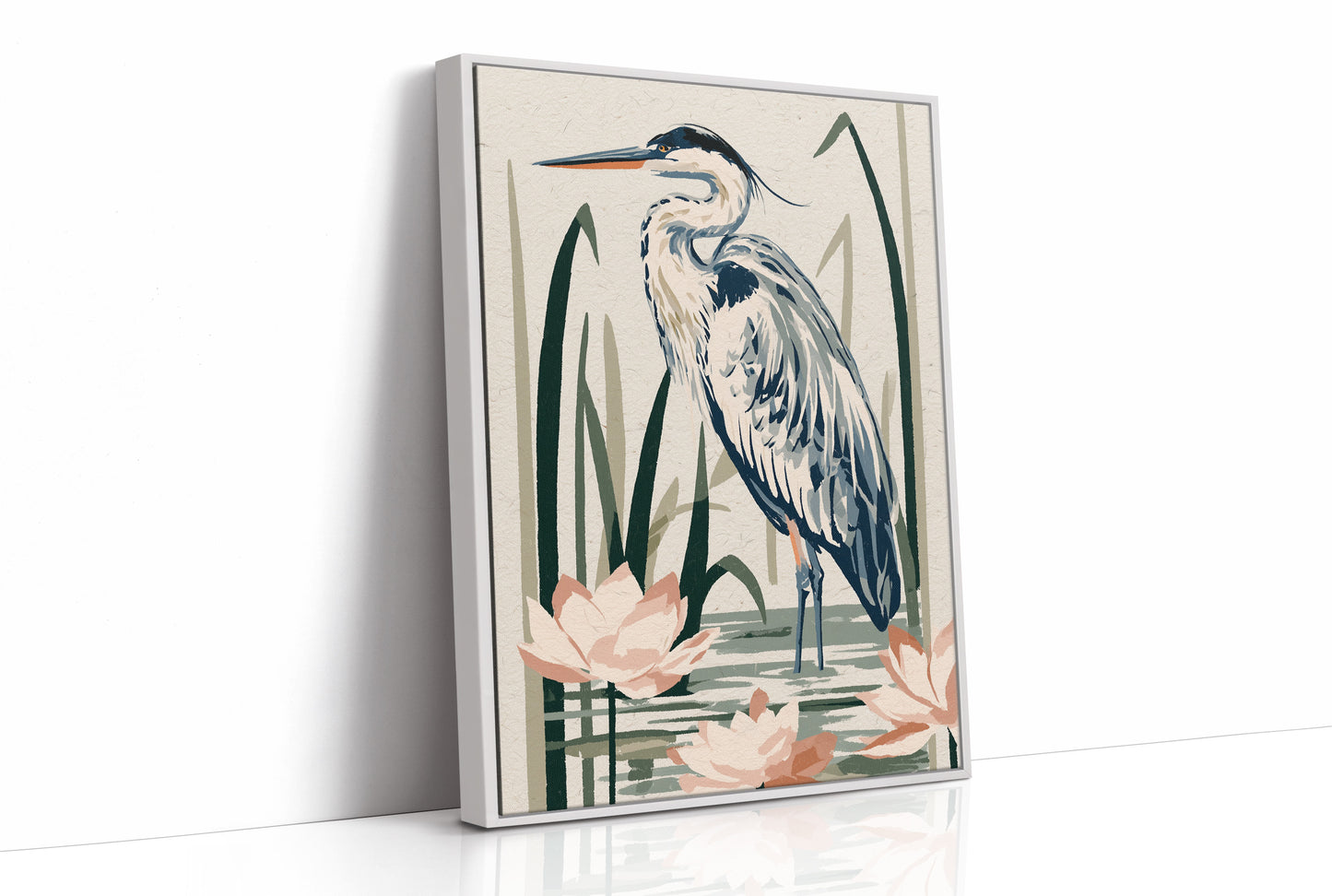 Blue Heron Among Lotus