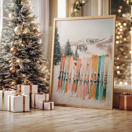 Pastel Skis Paint Winter Mountains