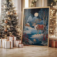 Moonlit Reindeer's Winter Tale Unfolds