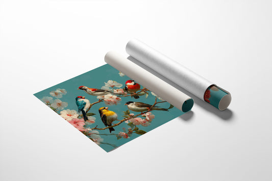 Songbirds Among Spring Blossoms