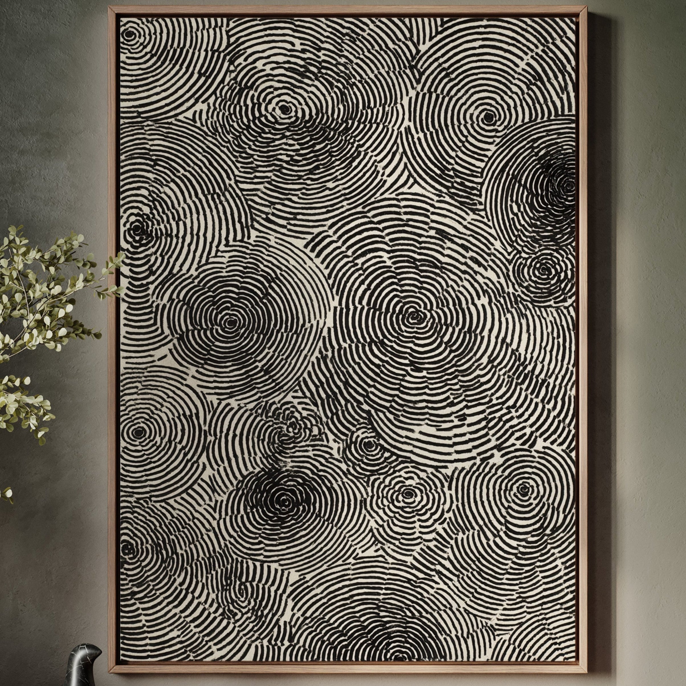 Cascading Circular Patterns in Monochrome