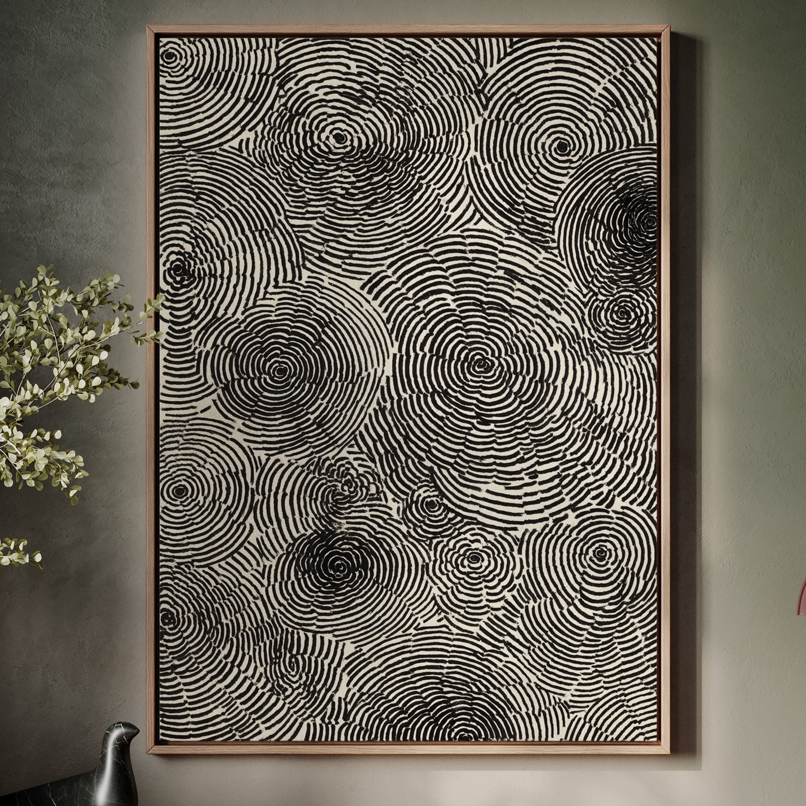 Cascading Circular Patterns in Monochrome