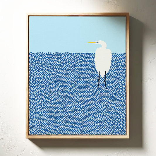 Egret in Blue Dotted Waters
