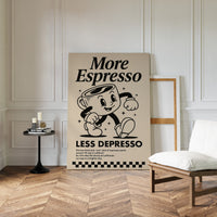 More Espresso, Less Depresso – Vintage Coffee Poster Print