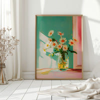 Sunlit Daisies in a Glass Jar