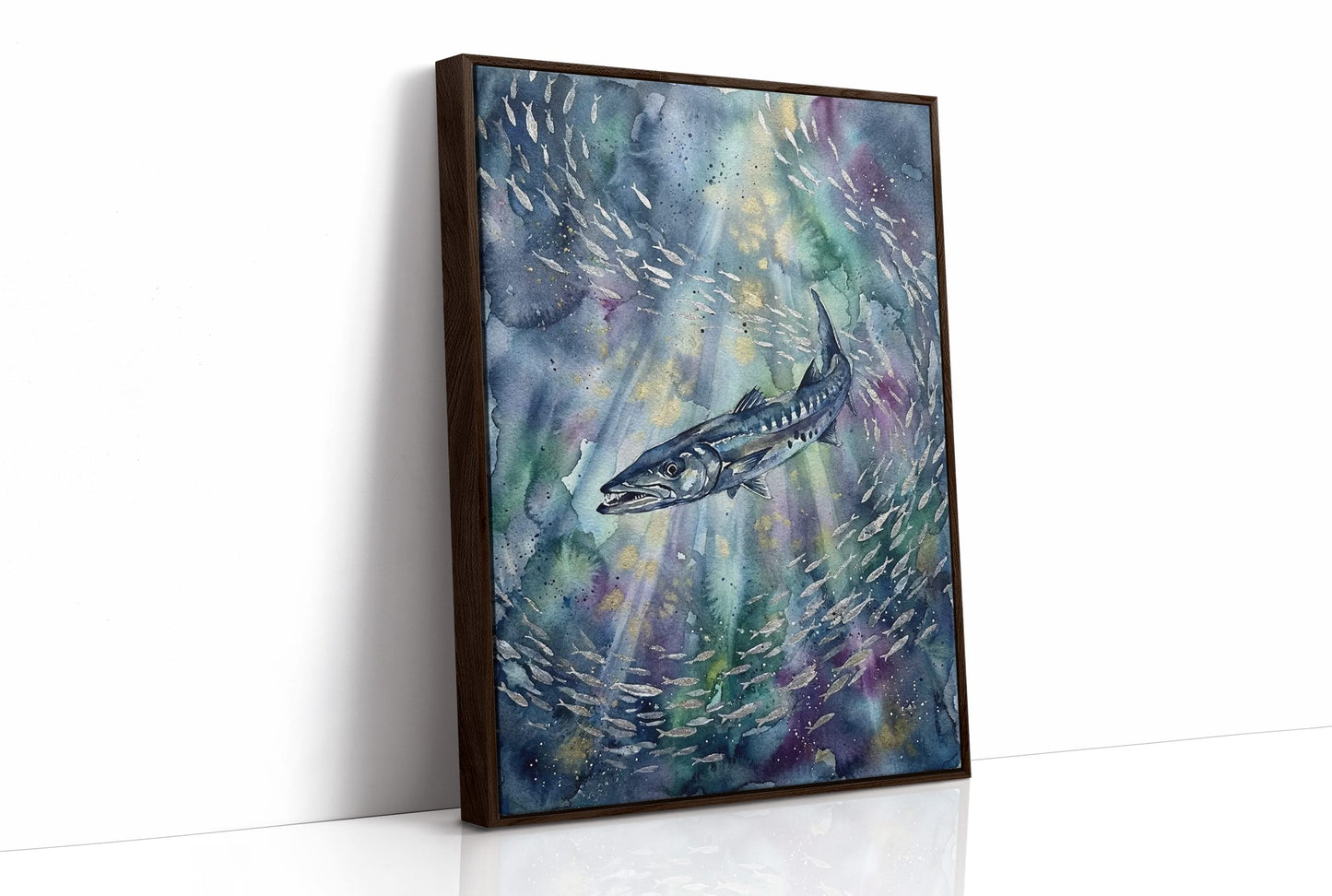 Bait Ball Hunter: Watercolor Barracuda Study