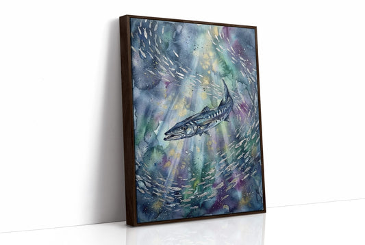 Bait Ball Hunter: Watercolor Barracuda Study