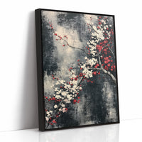 Cherry Blossoms on Charcoal Silk