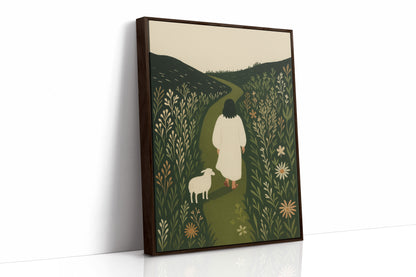 The Shepherd and the Lamb Floral Path Print