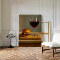 Burger and Bordeaux Still Life
