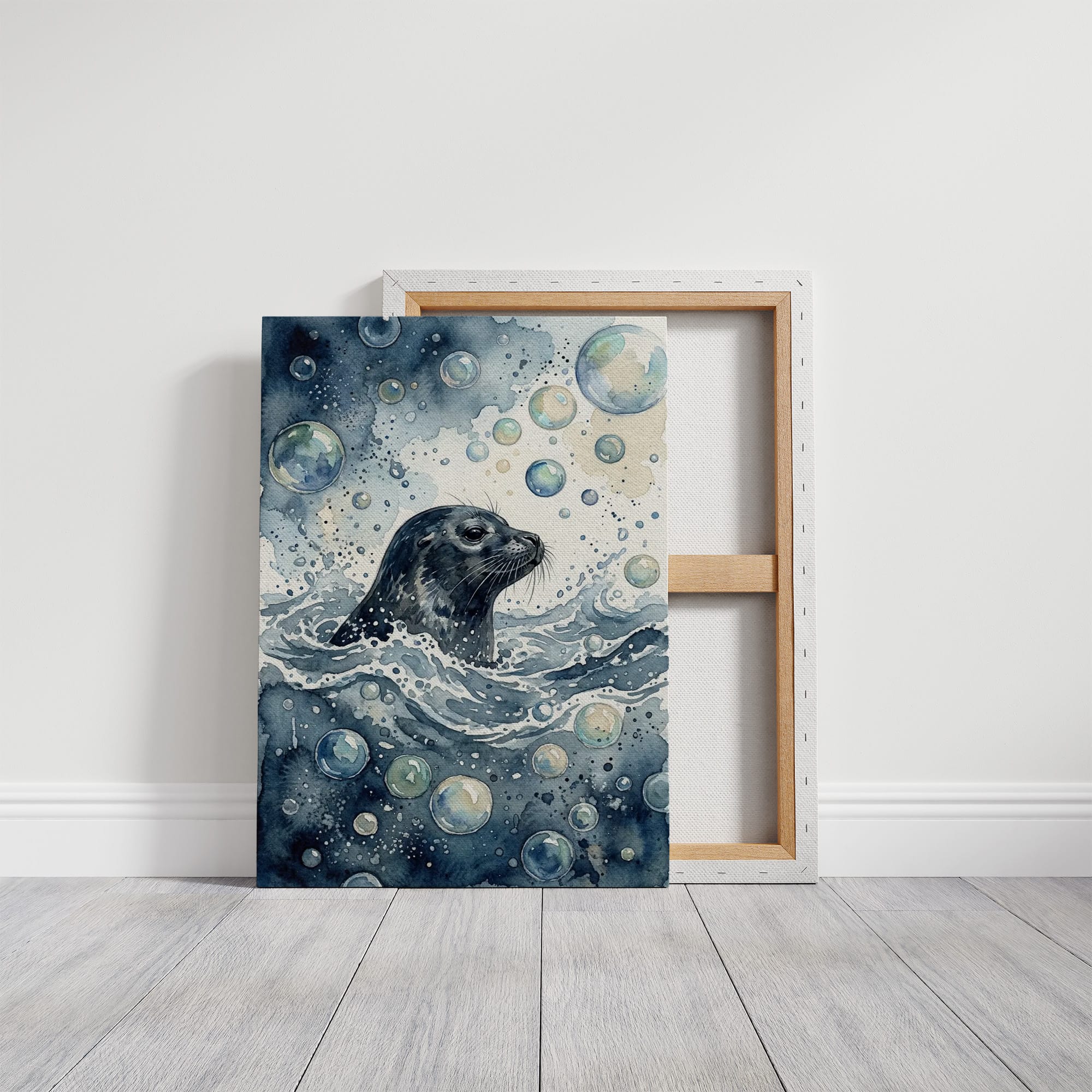 Surface Breath: Watercolor Harbor Seal Study