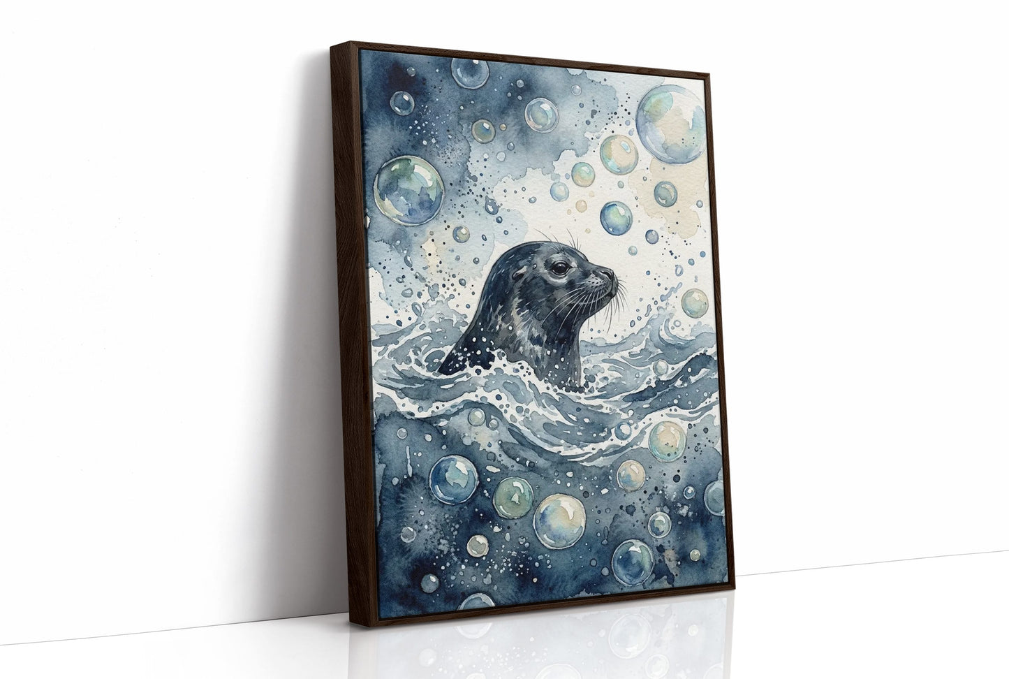 Surface Breath: Watercolor Harbor Seal Study