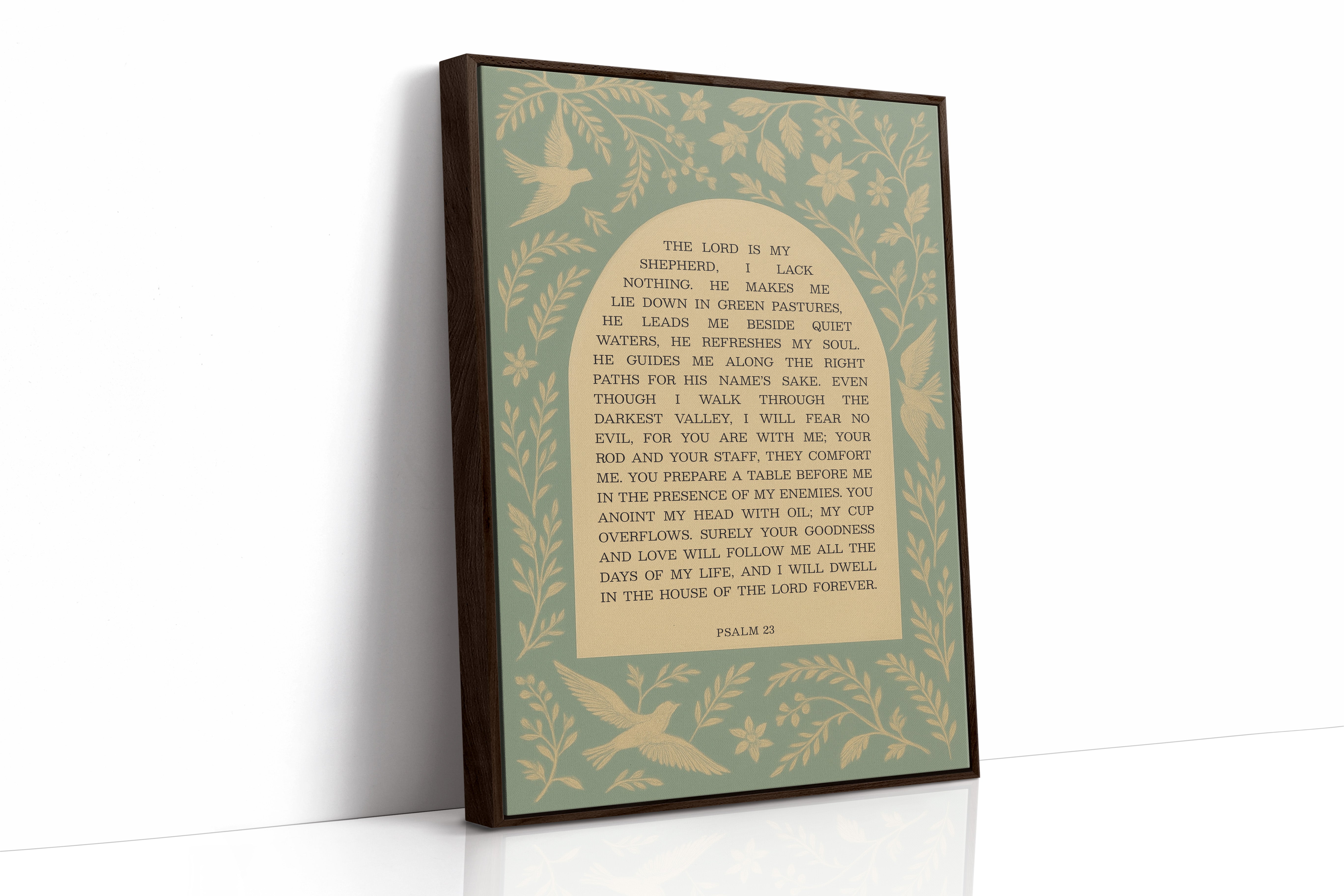Psalm 23 Scripture with Doves and Florals