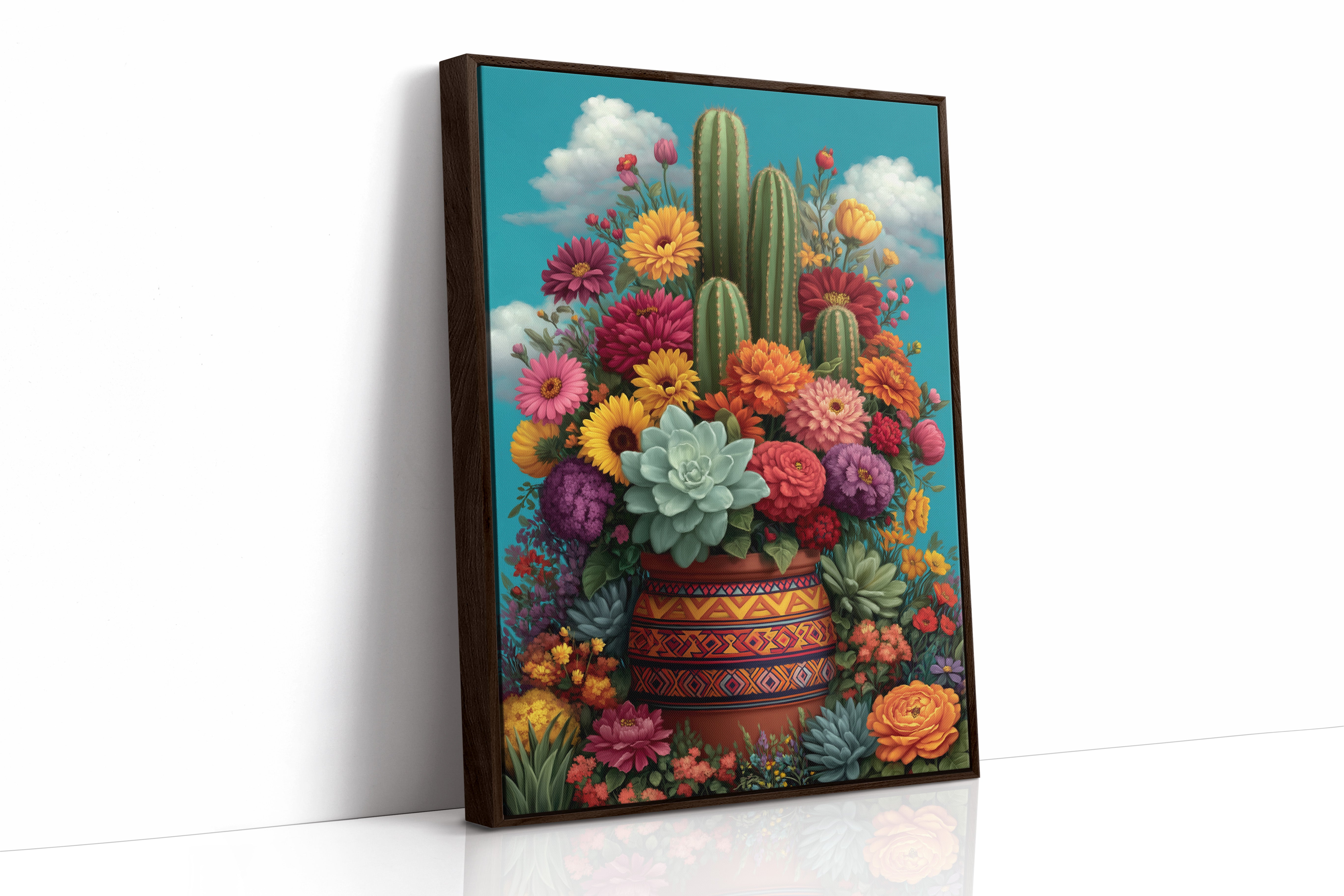 Desert Blooms Against Turquoise Skies