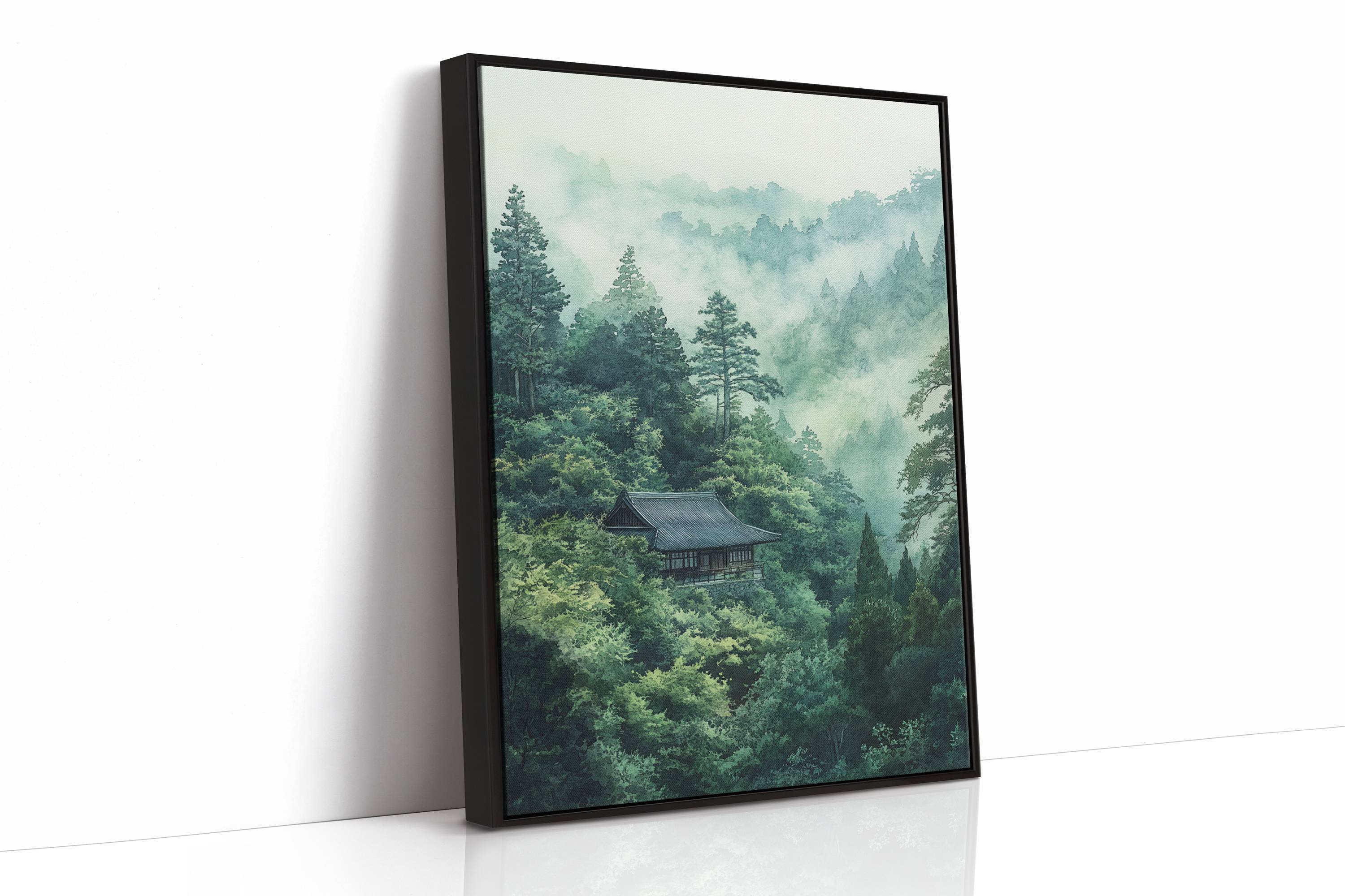 Mountain Temple Rests In Emerald Mist