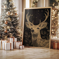 Starlit Stag Among Pine Branches