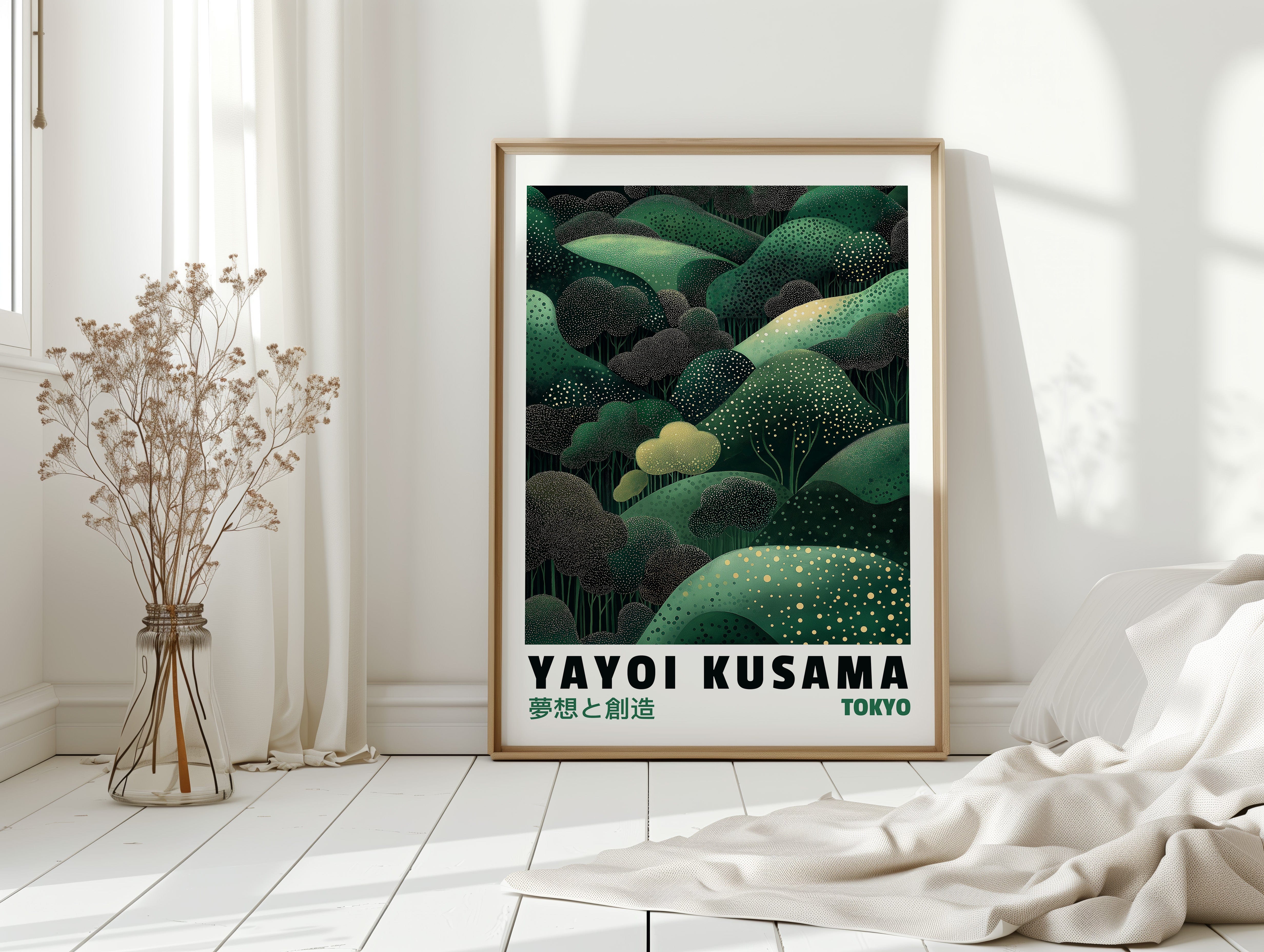 Abstract Green Dreamscape – Kusama-Inspired Forest