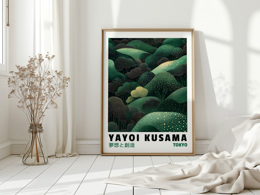 Abstract Green Dreamscape – Kusama-Inspired Forest