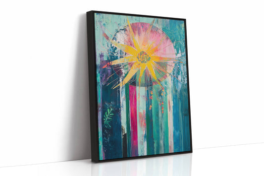 Sunflower Bursts Through Turquoise Rain