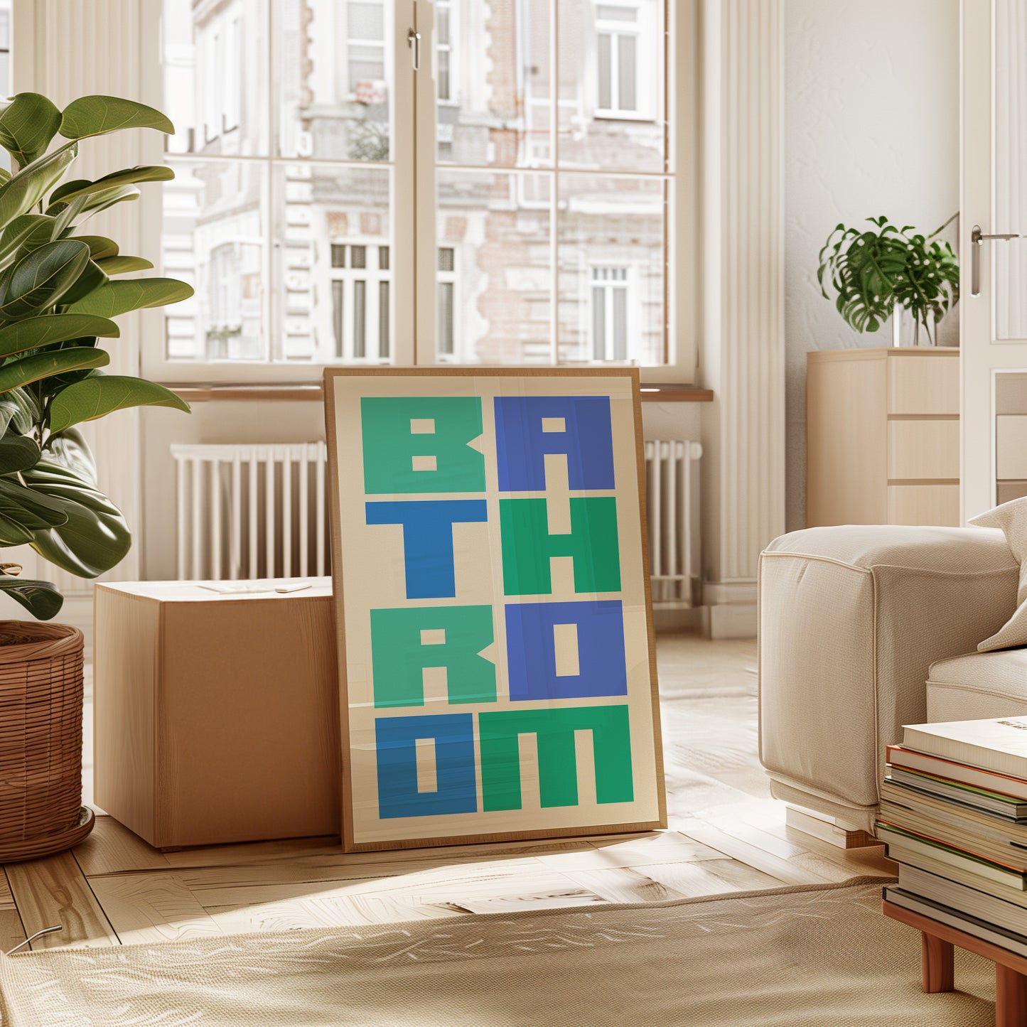 Geometric Letters Dance In Mint Blue