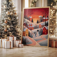 Winter Village Glows At Sunset
