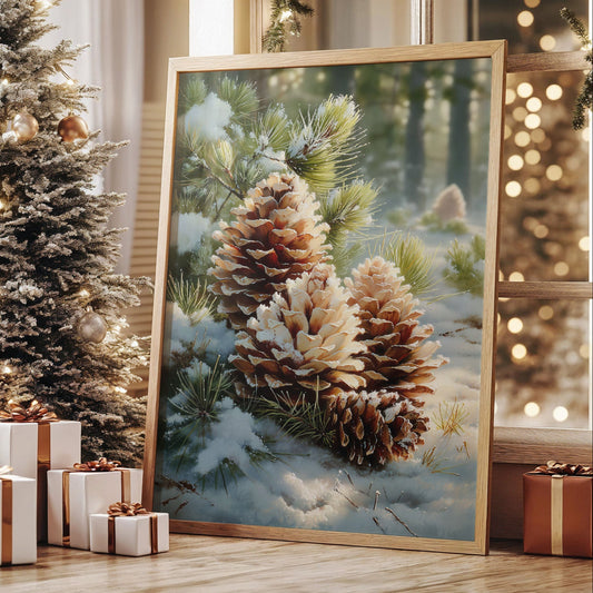 Snow Dusted Pinecones Tell December Tales