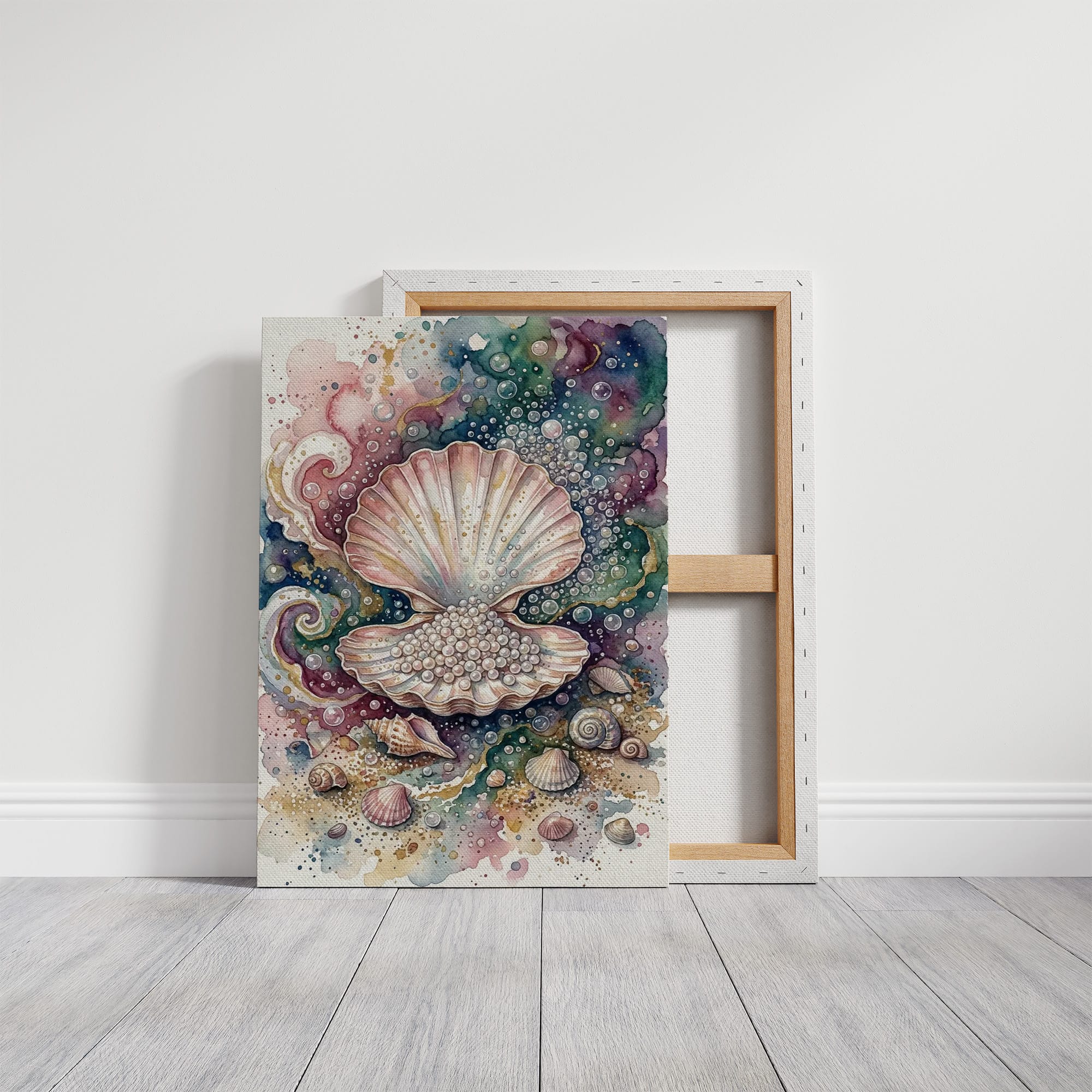 Pearl Cache: Watercolor Scallop Shell Study