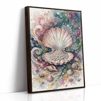 Pearl Cache: Watercolor Scallop Shell Study