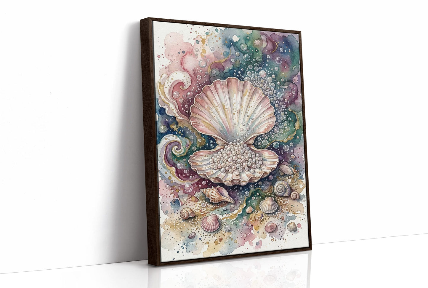 Pearl Cache: Watercolor Scallop Shell Study