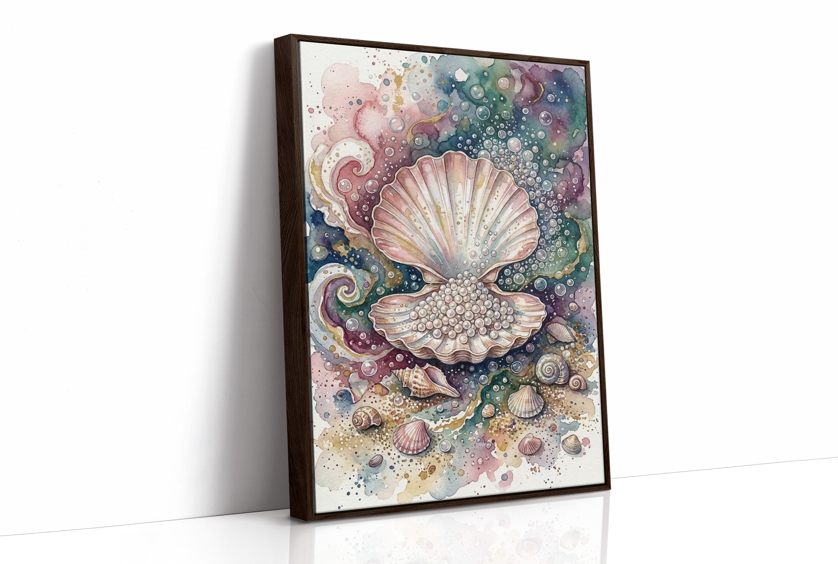 Pearl Cache: Watercolor Scallop Shell Study