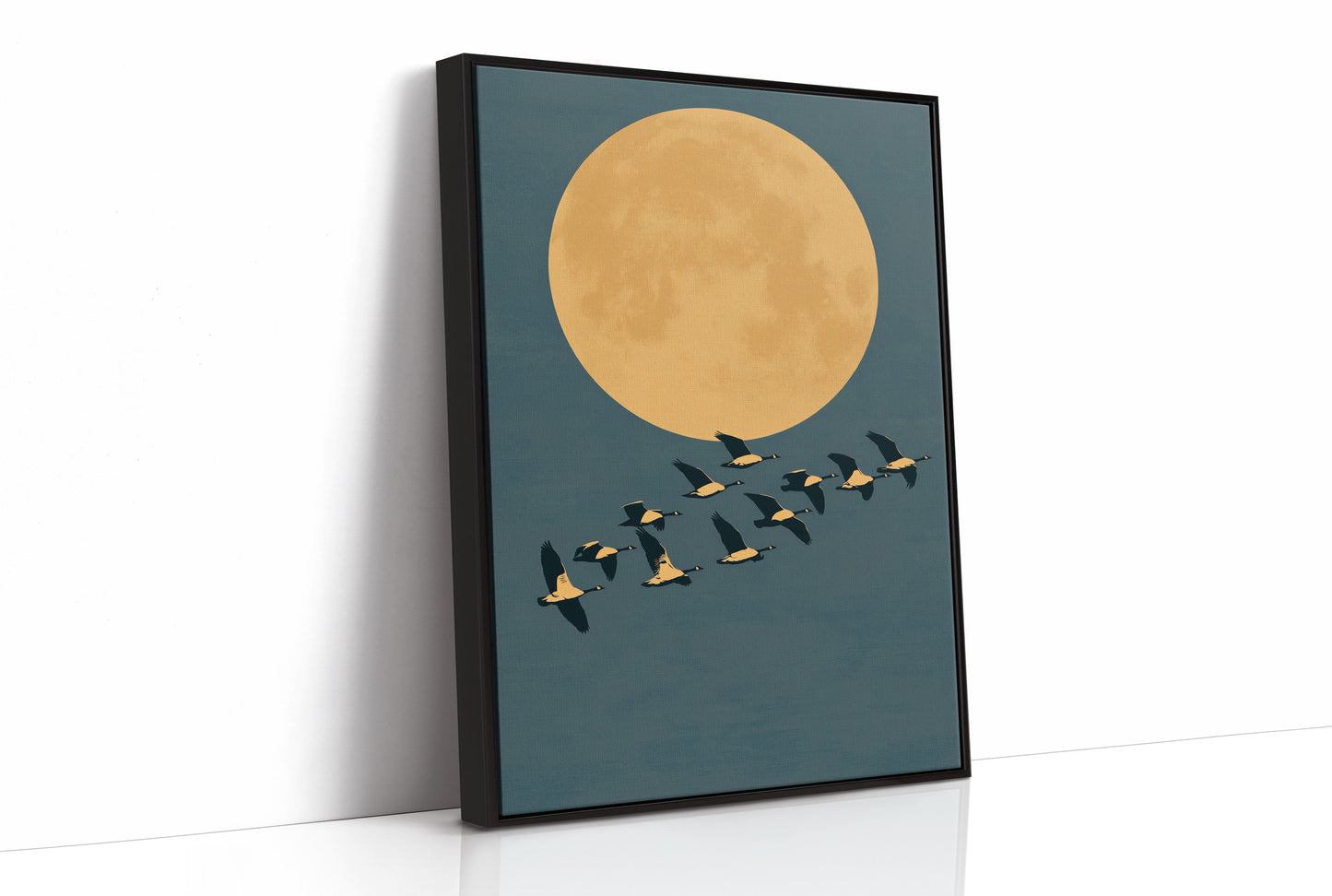 Geese Cross the Harvest Moon