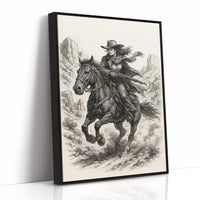 Grit & Dust – Cowgirl Outlaw Western Sketch Print