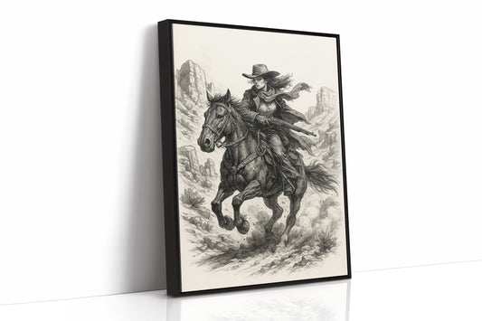 Grit & Dust – Cowgirl Outlaw Western Sketch Print